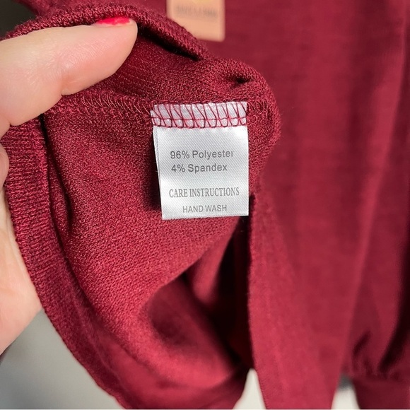 Grace Emma Ribbed Sweater Size Medium Red Maroon Fall New - Picture 4 of 6